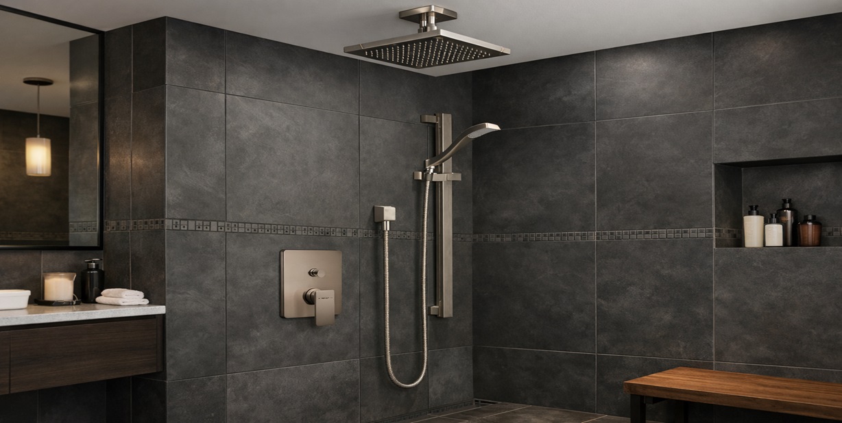 Ceiling mounted shower set with valve mixer